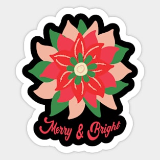 Merry & Bright Holiday Flower Sticker